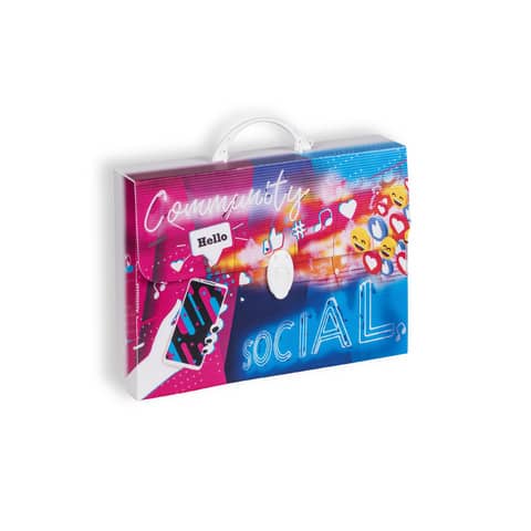 Valigetta in PPL Favorit con stampa Social 37,5x27x8 cm - 400174616